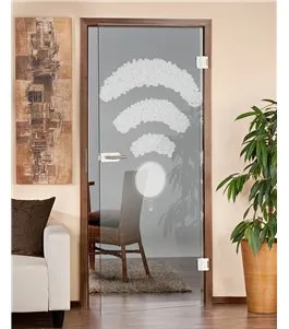 Ganzglastür Kaffee - Wifi Gelasert Auf Klarglas