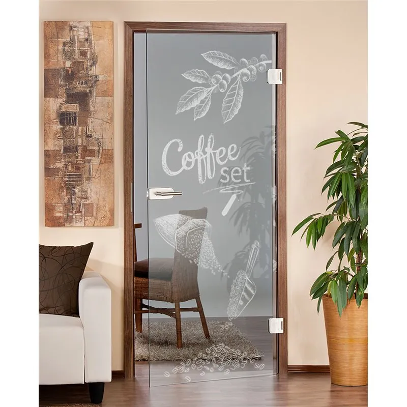 Ganzglastür Coffee Set Gelasert Auf Klarglas