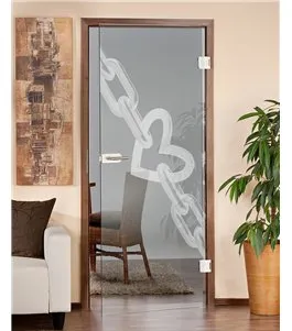 Ganzglastür Kette Gelasert Auf Klarglas