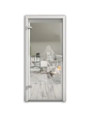 Ganzglastür Berg Gelasert Auf Klarglas