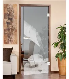 Ganzglastür Wellness Gelasert Auf Klarglas