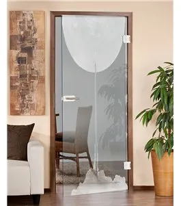 Ganzglastür Rakete Gelasert Auf Klarglas