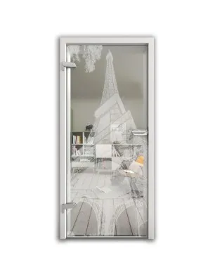 Ganzglastür Eifelturm 3 Gelasert Auf Klarglas