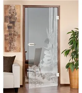 Ganzglastür Wellness 4 Gelasert Auf Klarglas