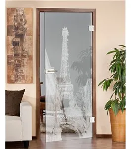 Ganzglastür Eifelturm 4 Gelasert Auf Klarglas