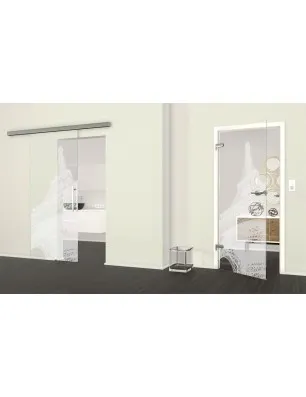 Ganzglastür Eifelturm Gelasert Auf Klarglas