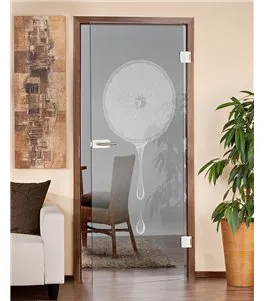 Ganzglastür Orange Gelasert Auf Klarglas