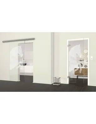 Ganzglastür Pferd Gelasert Auf Klarglas