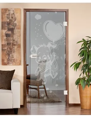 Ganzglastür kids baloon Gelasert Auf Klarglas