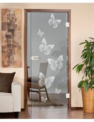 Ganzglastür Schmetterlinge Gelasert Auf Klarglas