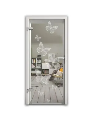 Ganzglastür Schmetterlinge Gelasert Auf Klarglas