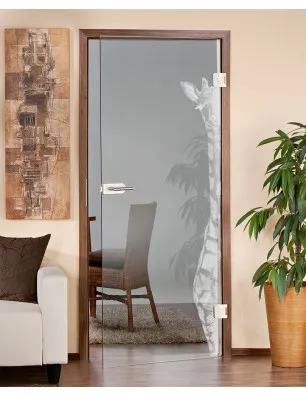 Ganzglastür Giraffe Gelasert Auf Klarglas