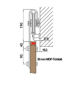 Holzschiebetür Barn-Line - Weiss 3D  Model 1024