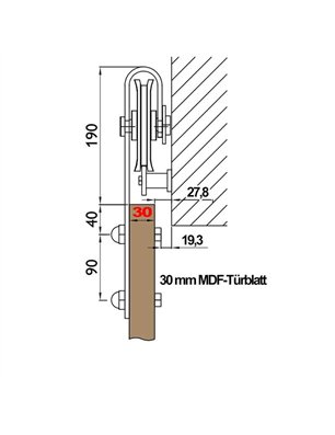 Holzschiebetür Barn-Line - Eiche und Weiss  Model 2053