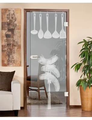 Ganzglastür Kitchen Gelasert Auf Klarglas