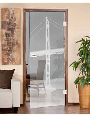 Ganzglastür Golden Gate Gelasert Auf Klarglas