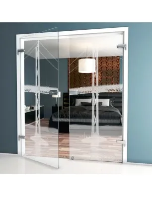 Ganzglastür Golden Gate Gelasert Auf Klarglas