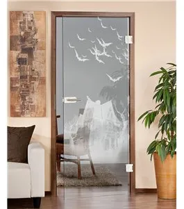 Ganzglastür Spukhaus Gelasert Auf Klarglas