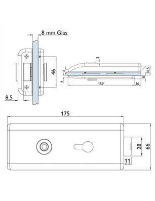 Glastürbeschlag Andrea  SET  - Edelstahlfarbig