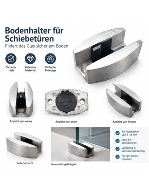 Bodenbefestigung für Glasschiebetüren