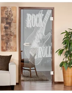 Ganzglastür Guitar Gelasert Auf Klarglas