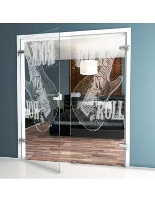 Ganzglastür Guitar Gelasert Auf Klarglas