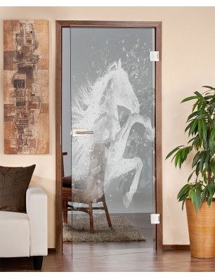Ganzglastür flying Horse Gelasert Auf Klarglas