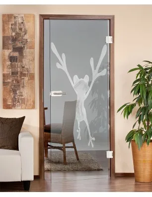 Ganzglastür Crazy Frog Gelasert Auf Klarglas