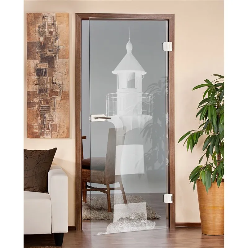 Ganzglastür Leuchtturm 2 Gelasert Auf Klarglas Ganzglastür Leuchtturm 2 Gelasert Auf Klarglas