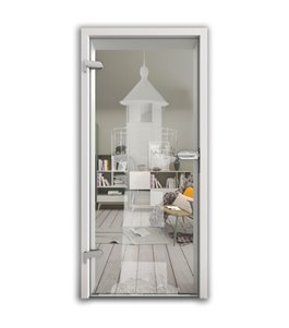 Ganzglastür Leuchtturm 2 Gelasert Auf Klarglas