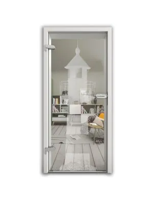 Ganzglastür Leuchtturm 2 Gelasert Auf Klarglas