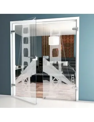 Ganzglastür San Fransisco Gelasert Auf Klarglas