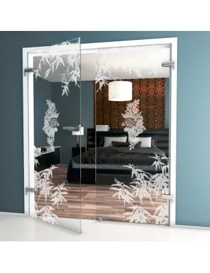 Ganzglastür Äste 2 Gelasert Auf Klarglas