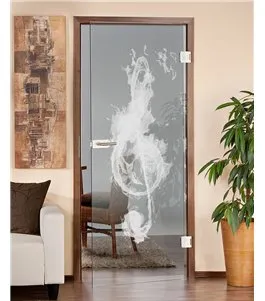 Ganzglastür Burning Musik Gelasert Auf Klarglas