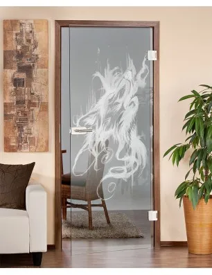 Ganzglastür Wolf 3 Gelasert Auf Klarglas