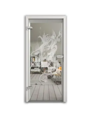 Ganzglastür Wolf 3 Gelasert Auf Klarglas