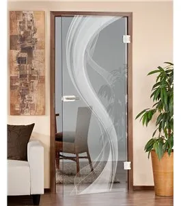 Ganzglastür Abstrakt 2 Gelasert Auf Klarglas