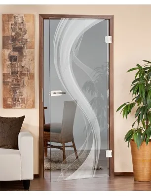 Ganzglastür Abstrakt 2 Gelasert Auf Klarglas