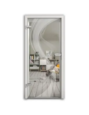 Ganzglastür Abstrakt 2 Gelasert Auf Klarglas