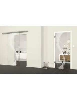 Ganzglastür Abstrakt 2 Gelasert Auf Klarglas