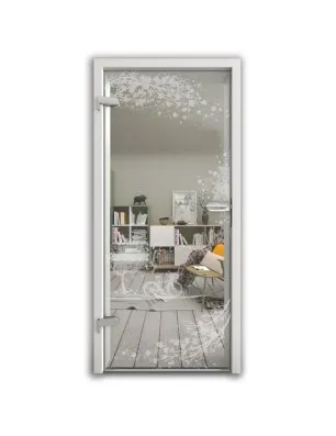 Ganzglastür Herbst Gelasert Auf Klarglas