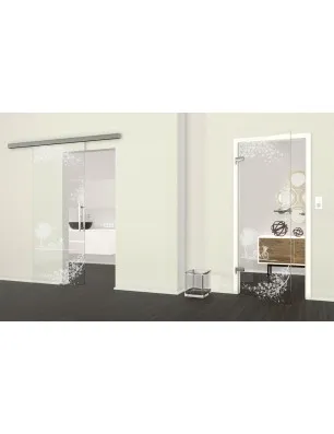 Ganzglastür Herbst Gelasert Auf Klarglas