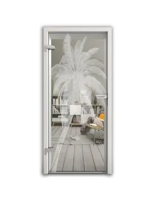 Ganzglastür Palme Gelasert Auf Klarglas