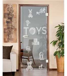 Ganzglastür Toys Gelasert Auf Klarglas