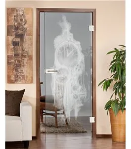 Ganzglastür Uhr Gelasert Auf Klarglas