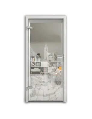 Ganzglastür Alpen Gelasert Auf Klarglas