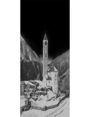 Ganzglastür Alpen Gelasert Auf Klarglas