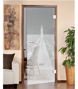 Ganzglastür Wellenbrecher Gelasert Auf Klarglas