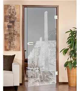 Ganzglastür Athen Gelasert Auf Klarglas