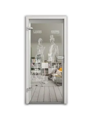 Ganzglastür Ladies and Gents Gelasert Auf Klarglas